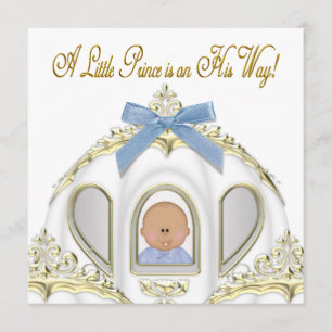 Invitation Prince africain américain shower bébé blanc et or