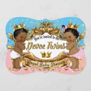 Invitation Prince africain Princesse Rose & Bleu Étincelles