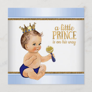 Invitation Prince baby shower d'or de bleus layette