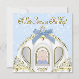 Invitation Prince Bébé Bleu Fête de Naissance de Bébé Garçon
