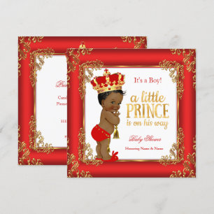 Invitation Prince Bébé Fils de l'Or Rouge Bain de Mousseline