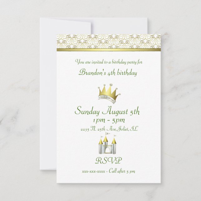 Invitation Prince Birthday de Little Boy (Devant)