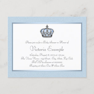 Invitation Prince bleu et blanc baby shower