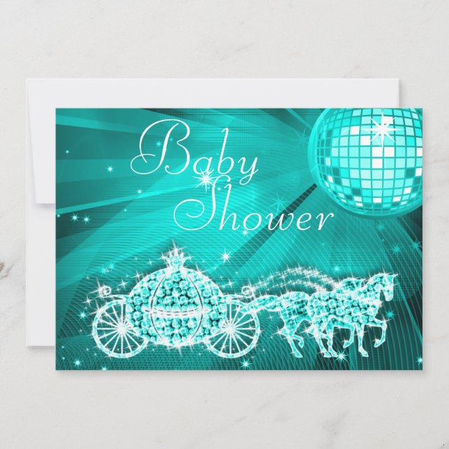 Invitation Prince Coach & Hors Disco Ball Baby shower (Devant)