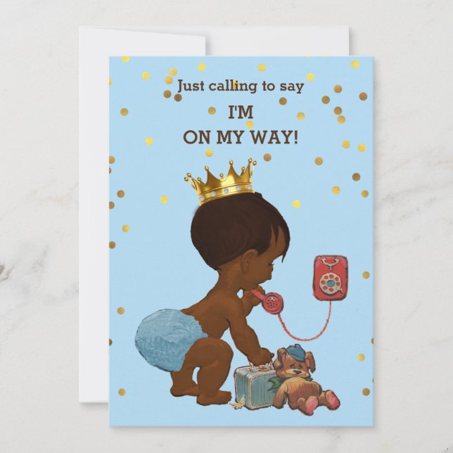 Invitation Prince ethnique Gold Confetti sur le Baby shower t (Devant)