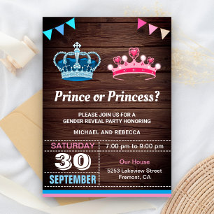 Invitation Prince ou Princesse Sexe Revevela Party