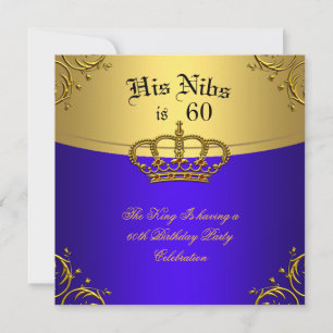 Invitation Prince Roi Rouge Or Royal Bleu Couronne 60 Anniver