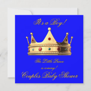 Invitation Prince Royal Blue Boy Baby shower Crown