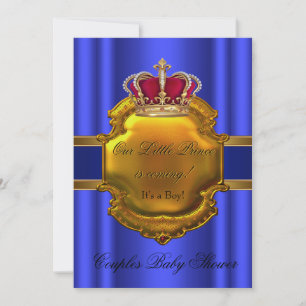 Invitation Prince Royal Blue Boy Baby shower Crown