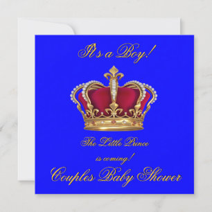 Invitation Prince Royal Blue Boy Baby shower Crown