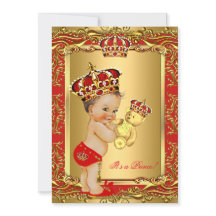Prince Royal Rouge Couronne Ourson Baby Shower