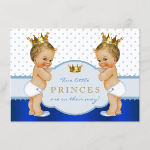 Invitation Prince Twin Boy Baby shower Blonde