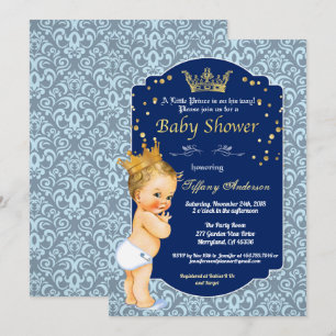 Invitation Prince vintage baby shower royal bleu