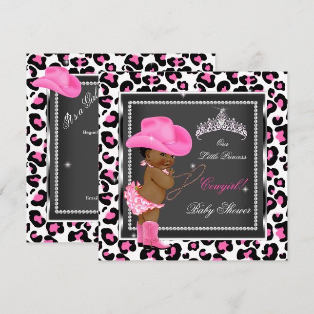 Invitation Princess Baby shower fille fille fille ethnique (Devant / Derrière)