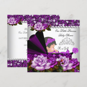 Invitation Princess Baby shower fille Rose de prune