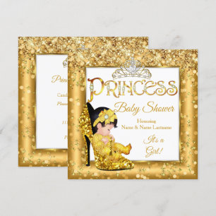 Invitation Princess Baby shower Gold Haut talon Parties scint