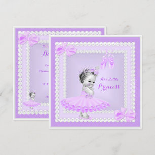 Invitation Princess Baby shower mignonne fille pourpre Baller