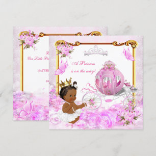 Invitation Princess Baby shower Rose Gold Carriage Ethnique