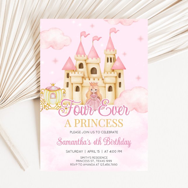 Invitation Princess Birthday (Four Ever Princess Birthday Party Invitation)