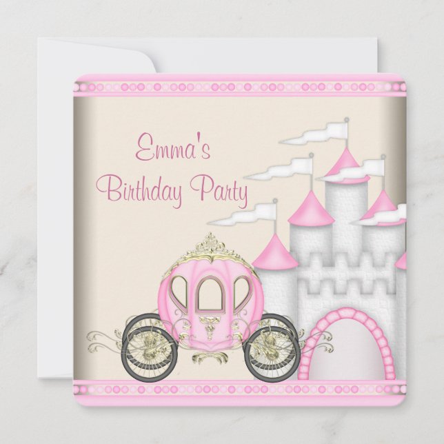 Invitation Princess Carriage Castle Girls Princess Anniversai (Devant)