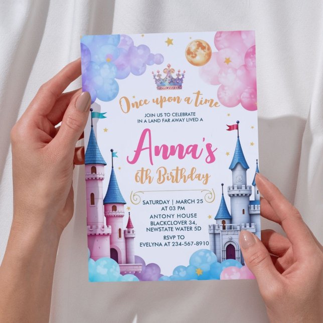 Invitation Princess Castle Anniversaire (Princess Castle Birthday Party Invitation)