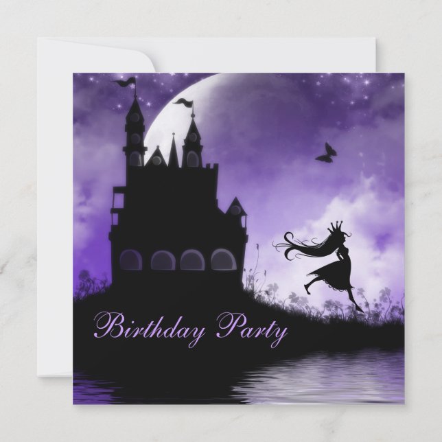Invitation Princess & Castle Girls Purple Birthday Party (Dos)