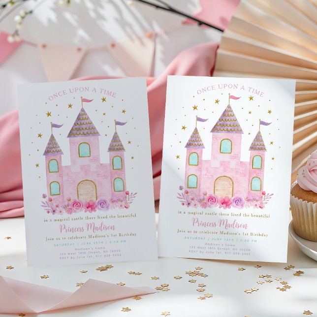 Invitation Princess Castle Once Upon A Time First Birthday (Créateur téléchargé)