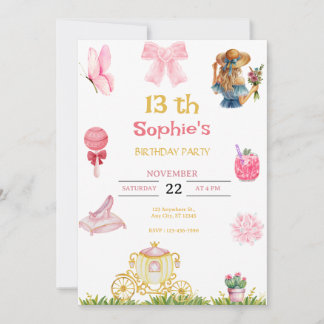 Invitation Princess cinderella birthday  for girls