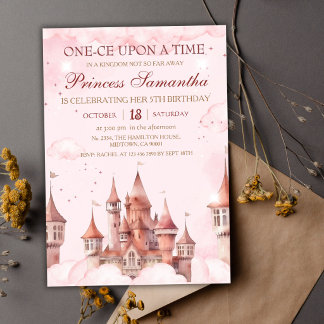 Invitation Princess Fifth Birthday magical fairy tale castle