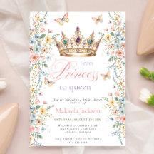 Princess Gold Crown Floral Butterfly bridal shower