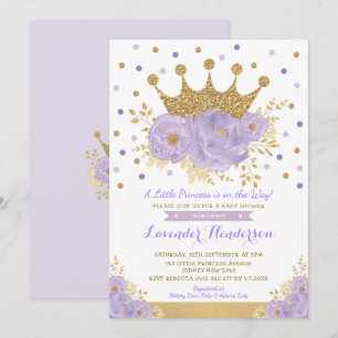 Invitation Princess Lavender Gold Baby shower Floral de la Co
