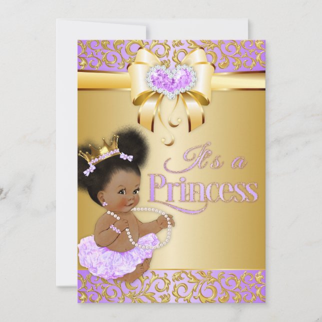 Invitation Princess Lilac & Gold Diamond Africain Américain (Devant)