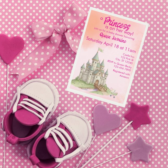 Invitation Princess on her way, castle baby shower (Créateur téléchargé)