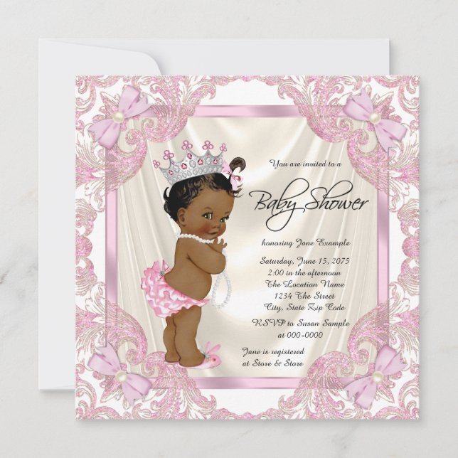 Invitation Princess Pearl Ethnic Baby Girl Show (Devant)