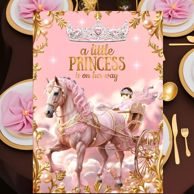 Invitation Princess Pink Baby shower Horse Carrie (Créateur téléchargé)