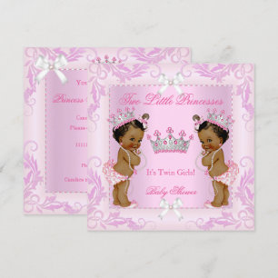 Invitation Princess Pink Pearls Twin Baby shower Tiara Ethniq