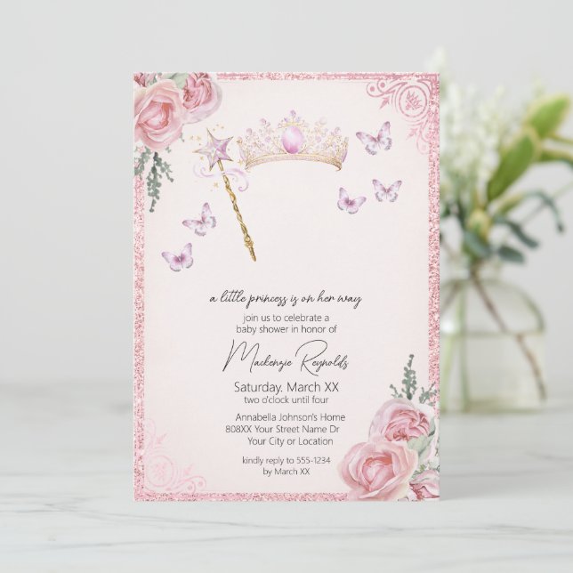 Invitation Princess Tiara & Baby shower de Parties scintillan (Debout devant)