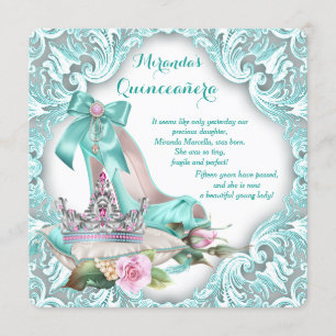 Invitation Princess Tiara Chaussure haute talon Quinceanera