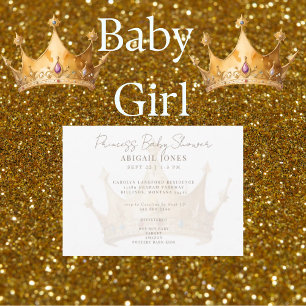 Invitation Princess Tiara White & Gold Baby shower