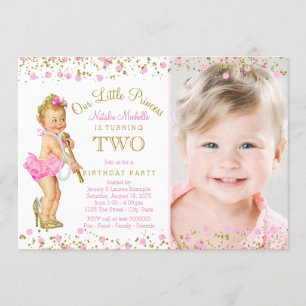 Invitation Princesse 2e anniversaire Pink Gold Photo Invitati