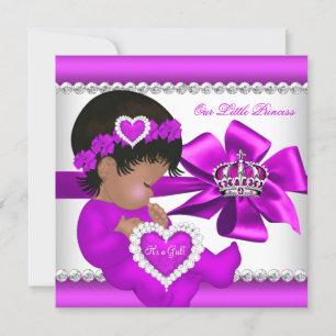 Invitation Princesse Afro-Américaine Baby Shower Fille Rose