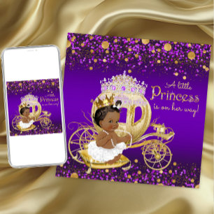 Invitation Princesse Afro-Américaine Fête de Naissance Violet