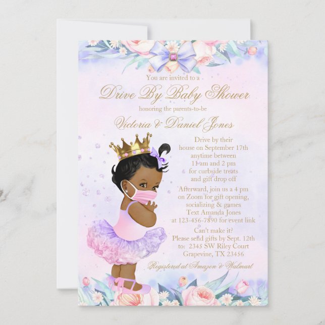 Invitation Princesse Américaine Africaine Conduite Par Baby s (Devant)
