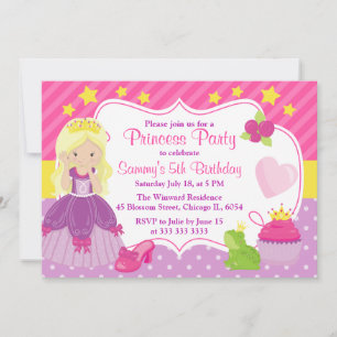 Invitation Princesse aux cheveux blonds & Accessoires anniver