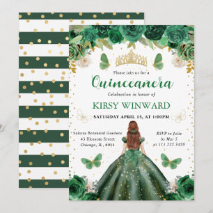 Invitation Princesse aux Cheveux Rouges en Robe Verte pour Qu