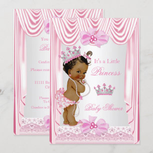 Invitation Princesse Baby shower ethnique fille soie rose