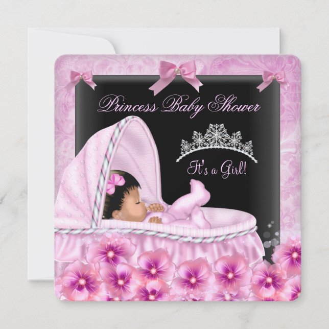 Invitation Princesse Baby shower Fille Africaine Américaine (Devant)