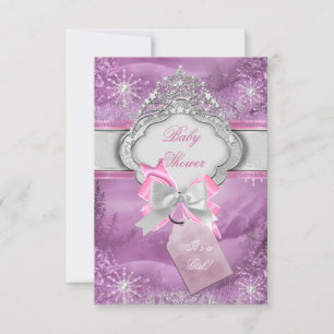 Invitation Princesse Baby Shower Fille Couronne Rose Princess