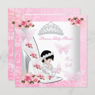 Invitation Princesse Baby shower Fille Papillon Chaussure Ros