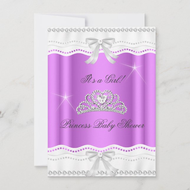 Invitation Princesse Baby shower fille Tiara Lace (Devant)